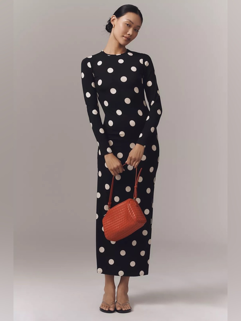 Reformation Black Maxi Dress with White Polka Dots